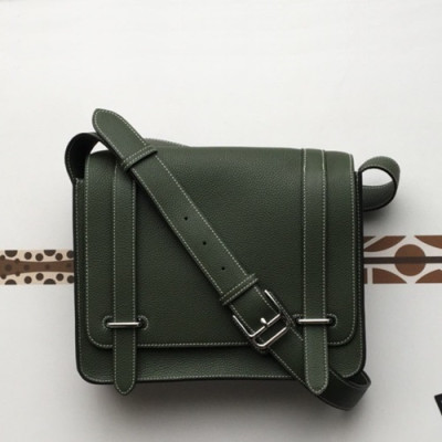 Hermes 2019 Steve Togo Leather Messenger Shoulder Bag ,28cm - 에르메스 2019 스티브 토고 레더 남여공용 메신저 숄더백 HERB0750,28cm,올리브