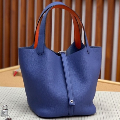 Hermes 2019 Picotin Lock Leather Tote Bag,18cm - 에르메스 2019 피코탄 락 레더 여성용 토트백 HERB0752, 18cm,블루