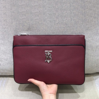 Burberry 2019 TB Leather Clutch Bag , 30cm - 버버리 2019 TB 남여공용 레더 클러치백 ,BURB0402,30cm,레드