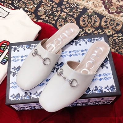 Gucci 2019 Ladies Leather Slipper - 구찌 2019 여성 레더 슬리퍼 GUCS0014,Size(225 -  250).화이트