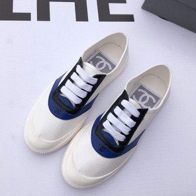 Chanel 2019 Ladies Canvas Sneakers - 샤넬 2019 여성용 캔버스 스니커즈 CHAS0023.Size(225 - 250).화이트+블루