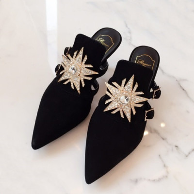 Roger Vivier 2019 Ladies Leather Middle-heel Slipper - 로저비비에 2019 여성용 미들힐 슬리퍼 RVS0001.Size(225 - 245).블랙