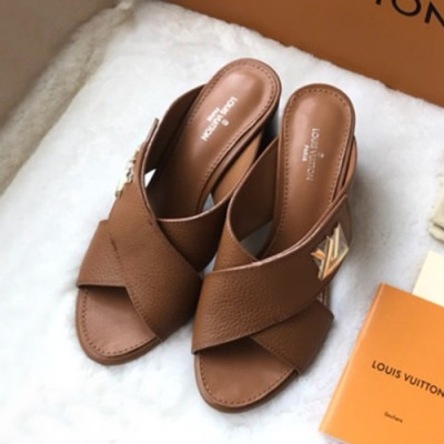 Louis Vuitton 2019 Ladies Leather Slipper - 루이비통 2019 여성용 레더 슬리퍼 LOUS0008.Size(225 - 245).브라운