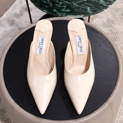 Jimmy-Choo 2019 Ladies Slipper Middle Heel - 지미츄 2019 여성용 슬리퍼 미들힐 JIMS0023.Size(225 - 245).베이지