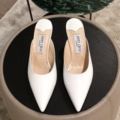 Jimmy-Choo 2019 Ladies Slipper Middle Heel - 지미츄 2019 여성용 슬리퍼 미들힐 JIMS0025.Size(225 - 245).화이트