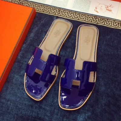 Hermes 2019 Ladies Classic Oasis Leather Slipper - 에르메스 2019 여성용 클래식 오아시스 레더 슬리퍼 HERS0006,Size(220 - 260).블루