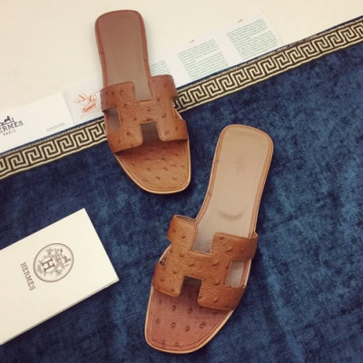 Hermes 2019 Ladies Classic Oasis Leather Slipper - 에르메스 2019 여성용 클래식 오아시스 레더 슬리퍼 HERS0015,Size(220 - 260).브라운