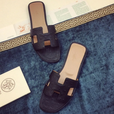 Hermes 2019 Ladies Classic Oasis Leather Slipper - 에르메스 2019 여성용 클래식 오아시스 레더 슬리퍼 HERS0018,Size(220 - 260).블랙