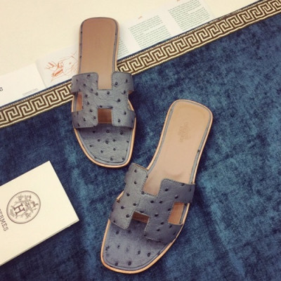 Hermes 2019 Ladies Classic Oasis Leather Slipper - 에르메스 2019 여성용 클래식 오아시스 레더 슬리퍼 HERS0020,Size(220 - 260).그레이