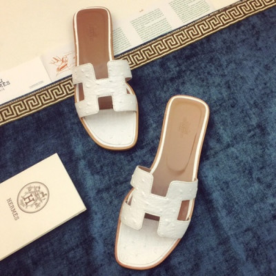 Hermes 2019 Ladies Classic Oasis Leather Slipper - 에르메스 2019 여성용 클래식 오아시스 레더 슬리퍼 HERS0021,Size(220 - 260).화이트