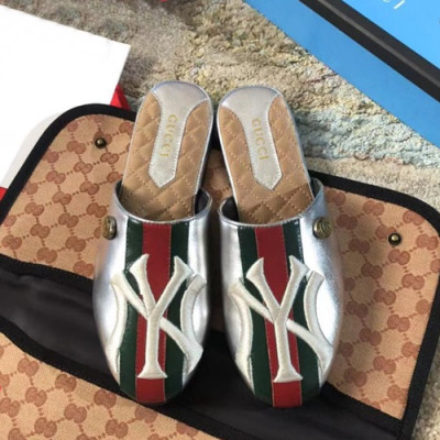 Gucci 2019 Ladies Yankees GG Steel Logo Slipper - 구찌 2019 여성용 양키스 GG 스틸 로고 슬리퍼 GUCS0055.Size(225 -  250).실버