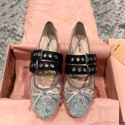 Miumiu 2019 Ladies PVC Flat Shoes - 미우미우 2019 여성용 PVC 플랫 슈즈 MIUS0010.Size(225 - 245).실버