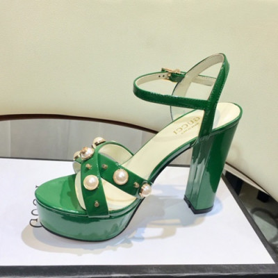 Gucci 2019 Ladies Leather High Heel Sandal - 구찌 2019 여성용 레더 하이힐 샌들, GUCS0083.Size(220 -  255).그린