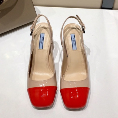 Prada 2019 Ladies Leather Middle Heel Slingback - 프라다 2019 여성용 레더 미들힐 슬링백 PRAS0016.Size(225 - 245).베이지