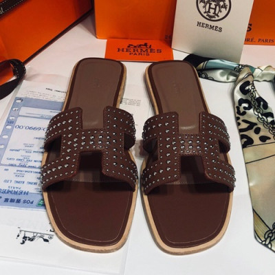 Hermes 2019 Ladies Oasis Leather Slipper - 에르메스 2019 여성용 오아시스 레더 슬리퍼 HERS0045,Size(225 - 245).브라운