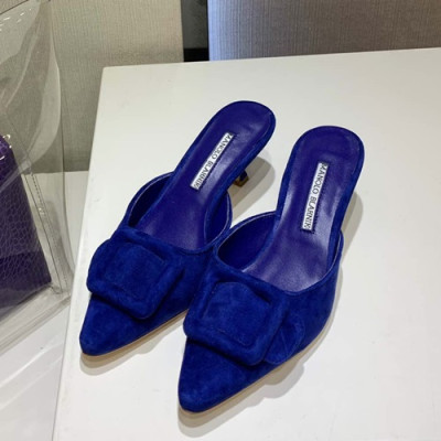 Monolo Blahnik 2019 Ladies Suede Middle Heel Slipper - 마놀로 블라닉 2019 여성용 스웨이드 미들힐 슬리퍼,MONS0017.Size(225 - 250).블루