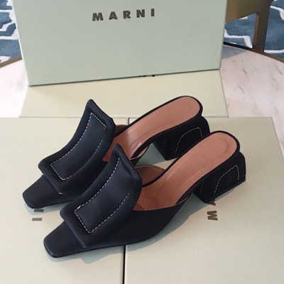 Marni 2019 Ladies Silk Middle Heel Slipper - 마르니 2019 여성용 실크 미들힐 슬리퍼 MARS0001.Size(225 - 245).블랙