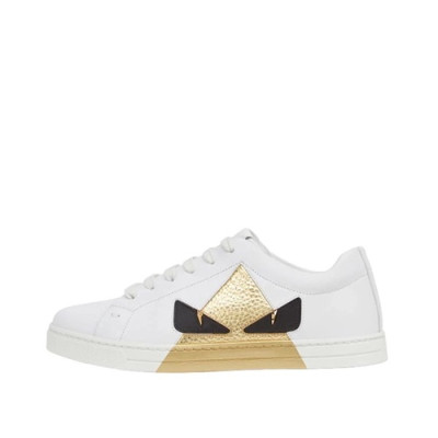 Fendi 2019 Ladies Leather Sneakers - 펜디 2019 여성용 레더 스니커즈 FENS00008.Size(225 - 250).화이트+옐로우골드