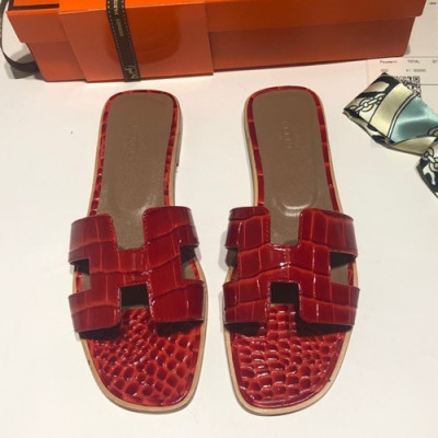 Hermes 2019 Ladies Oasis Leather Slipper - 에르메스 2019 여성용 오아시스 레더 슬리퍼 HERS0058,Size(225 - 245).레드