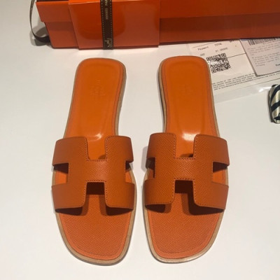 Hermes 2019 Ladies Oasis Leather Slipper - 에르메스 2019 여성용 오아시스 레더 슬리퍼 HERS0064,Size(225 - 245).오렌지