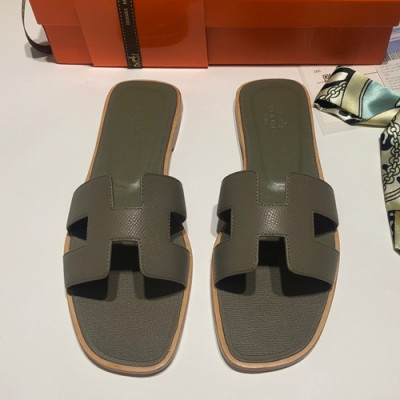 Hermes 2019 Ladies Oasis Leather Slipper - 에르메스 2019 여성용 오아시스 레더 슬리퍼 HERS0069,Size(225 - 245).다크그레이