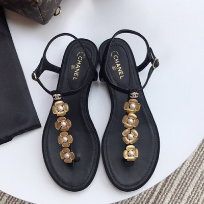 Chanel 2019 Ladies Leather Sandal - 샤넬 2019 여성용 레더 샌들 CHAS0188.Size(225 - 245).블랙