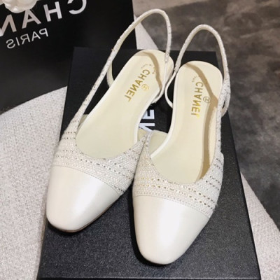 Chanel 2019 Ladies Tweed Sling Back - 샤넬 2019 여성용 트위드 슬링백 CHAS0195.Size(225 - 245).화이트