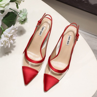 Miumiu 2019 Ladies PVC High Heel Slingback - 미우미우 2019 여성용 PVC 하이힐 슬링백 MIUS0044.Size(225 - 245).레드