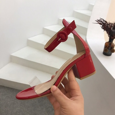 Gianvito Rossi 2019 Ladies Leather Middle Heel Sandal - 지안비토 로시 2019 여성용 레더 미들힐 샌들 GRS0022.Size(225 - 245).레드