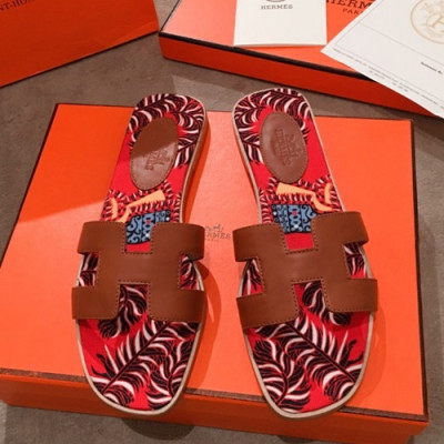 Hermes 2019 Ladies Oasis Leather Slipper - 에르메스 2019 여성용 오아시스 레더 슬리퍼 HERS0107,Size(220 - 250).브라운