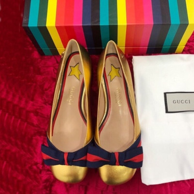 Gucci 2019 Ladies Leather Flat Shoes - 구찌 2019 여성 레더 플랫슈즈, GUCS0116,Size(225 -  250).옐로우골드