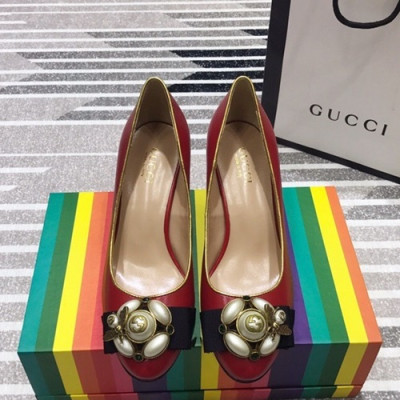 Gucci 2019 Ladies Leather Pumps High Heel - 구찌 2019 여성용 레더 펌프스 하이힐 GUCS0118.Size(225 -  250).레드