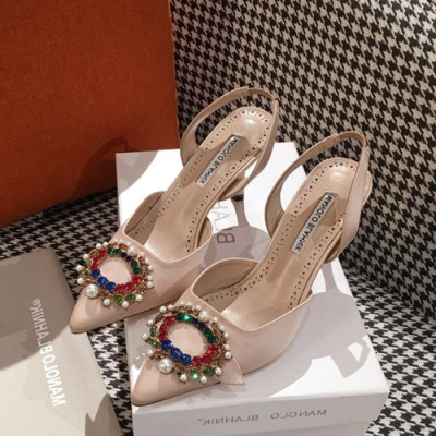 Monolo Blahnik 2019 Ladies High Heel Slingback - 마놀로 블라닉 2019 여성용 실크 하이힐 슬링백,MONS0036.Size(220- 250).베이지