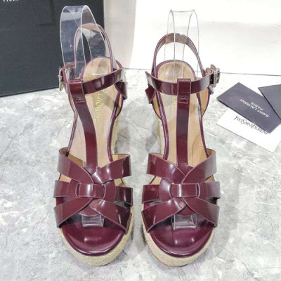 Saint Laurent 2019 Ladies Wedge High Heel Sandal - 입생로랑 2019 여성용 웨지 하이힐 샌들,SLS0031.Size(220 - 245).와인