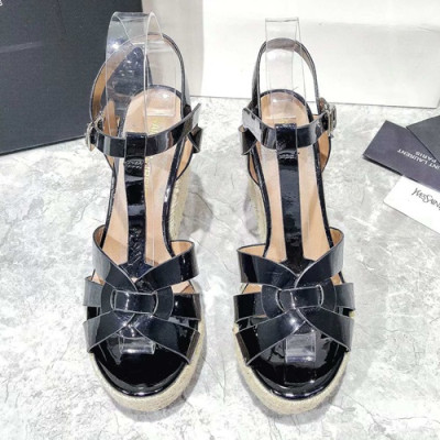 Saint Laurent 2019 Ladies Wedge High Heel Sandal - 입생로랑 2019 여성용 웨지 하이힐 샌들,SLS0032.Size(220 - 245).블랙