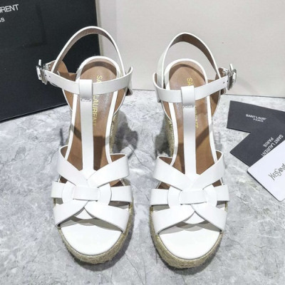 Saint Laurent 2019 Ladies Wedge High Heel Sandal - 입생로랑 2019 여성용 웨지 하이힐 샌들,SLS0035.Size(220 - 245).화이트