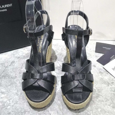 Saint Laurent 2019 Ladies Wedge High Heel Sandal - 입생로랑 2019 여성용 웨지 하이힐 샌들,SLS0038.Size(220 - 245).블랙