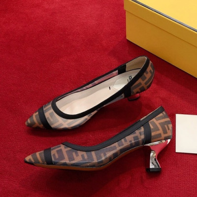 Fendi 2019 Ladies Pumps Middle Heel - 펜디 2019 여성용 펌프스 미들힐,FENS0012,Size(225 -  245),브라운+블랙