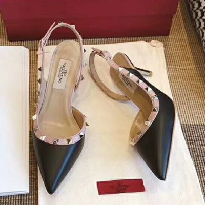 Valentino 2019 Ladies Leather Middle Heel Slingback - 발렌티노 2019 여성용 레더 미들힐 슬링백,VTS0044.Size(220 - 250).블랙