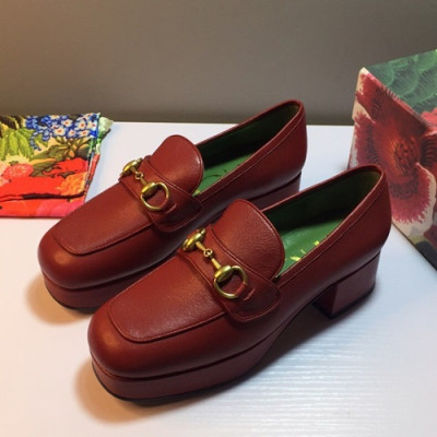 Gucci 2019 Ladies Middle-heel Leather Loafer - 구찌 2019 여성용 미들 힐 레더 로퍼 GUCS0174.Size(225 -  250).레드