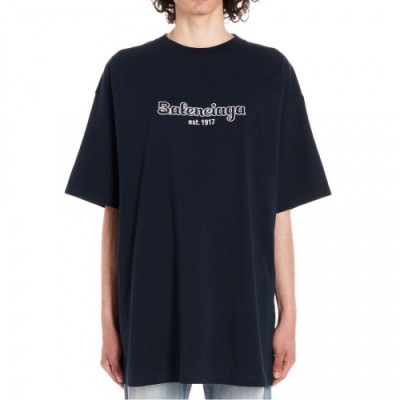 Balenciaga 2019 Mm/Wm Oversize Logo Cotton Short Sleeved Tshirt - 발렌시아가 남자 오버사이즈 로고 코튼 반팔티 Bal013x.Size(xs - m).다크블루