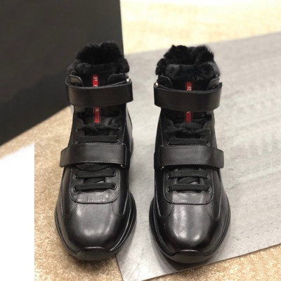 Prada 2019 Mens Leather Wool Boots - 프라다 2019 남성용 레더 울 부츠,PRAS00111,Size(245 - 265).블랙