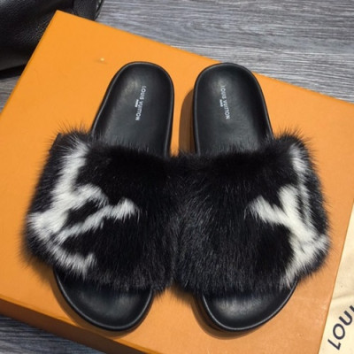 Louis Vuitton 2019 Ladies Mink Fur Slipper - 루이비통 2019 여성용 밍크퍼 슬리퍼 LOUS0172,Size(225 - 250).블랙