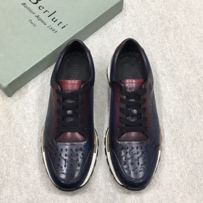 Berluti 2019 Mens Leather Sneakers -  벨루티 2019 남성용 레더 스니커즈 BERTS0009.Size(245 - 270).네이비