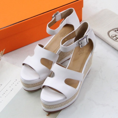 Hermes 2019 Ladies Leather Wedge Sandal - 에르메스 2019 여성용 레더 웨지 샌들 HERS0149,Size(225-250).화이트