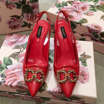 Dolce&Gabbana  2019 Ladies Leather Middle Heel Slingback - 돌체앤가바나 2019 여성용 레더 미들힐 슬링백, DGS0036.Size(220 -  250).레드