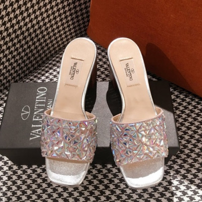 Valentino 2019 Ladies Middle Heel Slipper - 발렌티노 2019 여성용 미들힐 슬리퍼 VTS0087.Size(225 - 250).실버