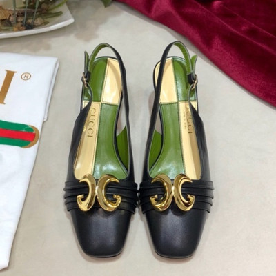 Gucci 2019 Ladies Leather Middle-heel Slingback - 구찌 2019 여성용 레더 미들힐 슬링백 GUCS0198.Size(225 - 250).블랙