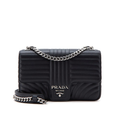 Prada 2019  Diagramme Leather Chain Shoulder Cross Bag,24cm - 프라다 2019 다이어그램 레더 체인 숄더 크로스백 ,1BD108-8,25cm,블랙