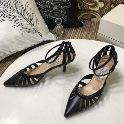 Jimmy Choo 2019 Ladies Leather Middle Heel Sandal Slingback - 지미츄 2019 여성용 레더 미들힐 샌들 슬링백, JIMS0062.Size(225 - 245).블랙